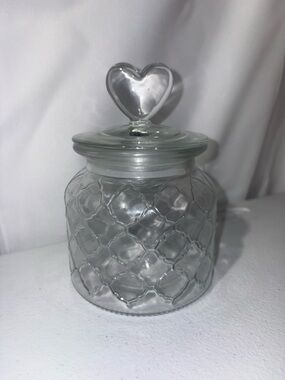 Clear Glass Heart-Top Decorative Jar